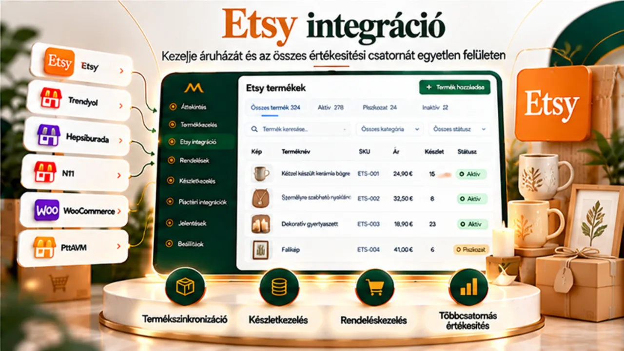 Etsy-integráció és webáruház-kezelés egyetlen felületen