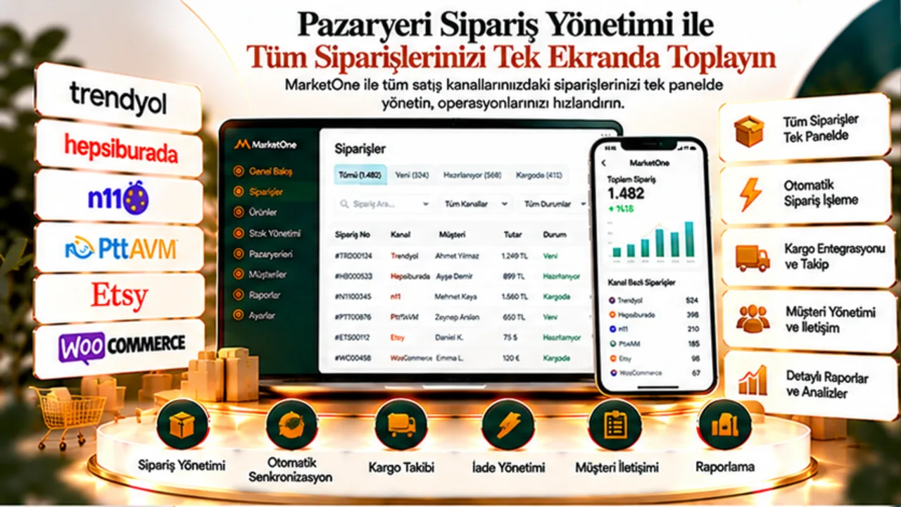 Pazaryeri Sipariş Yönetimi ile Tüm Siparişlerinizi Tek Ekranda Toplayın