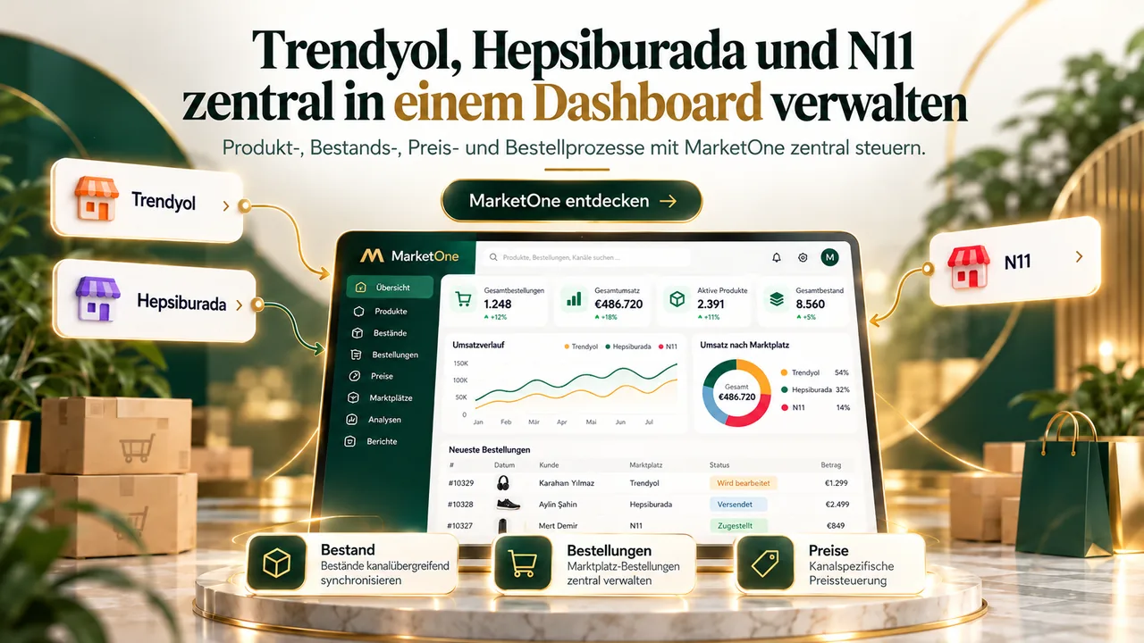 Trendyol, Hepsiburada und N11 zentral in einem Dashboard verwalten
